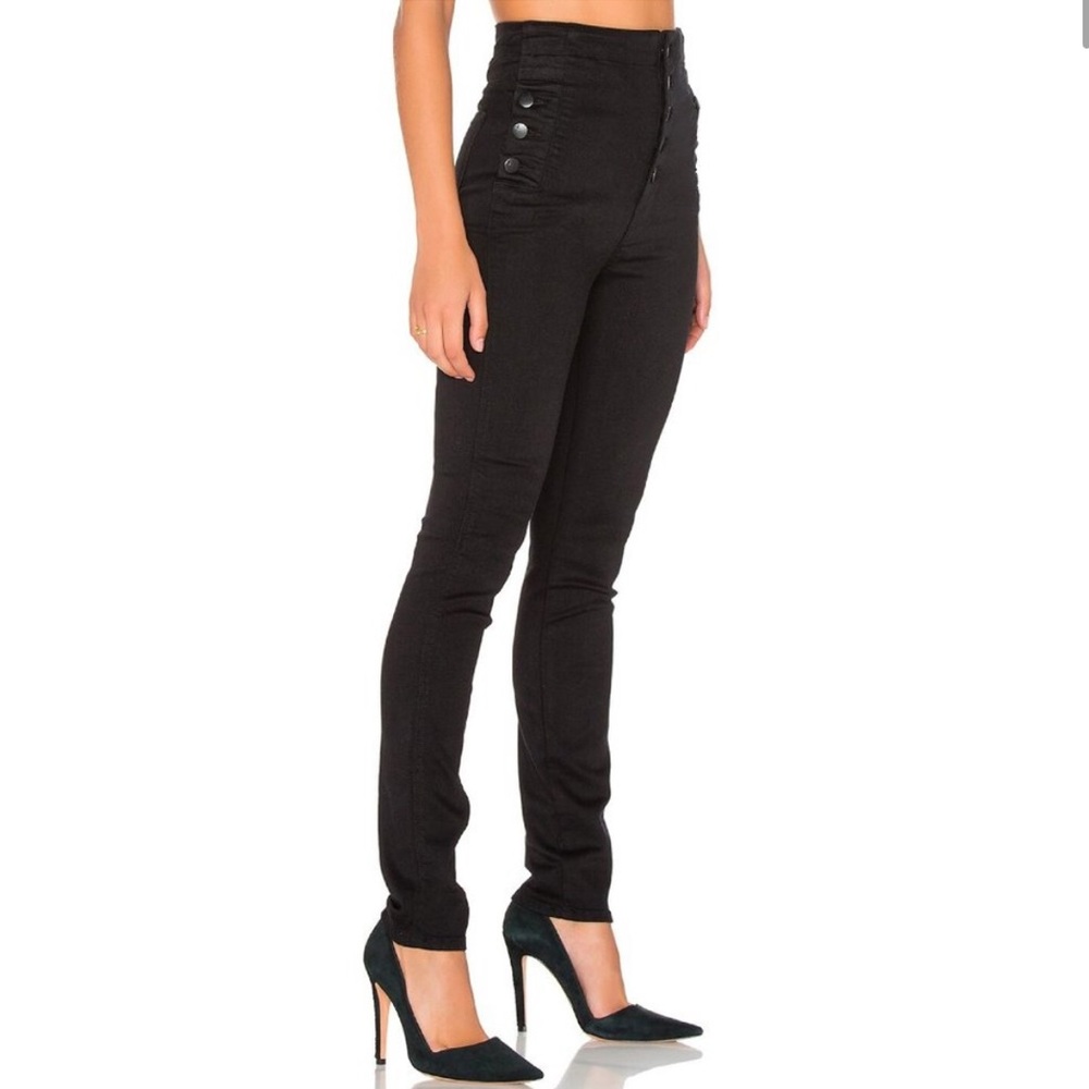 J Brand Natasha Button Sky High Skinny Jeans Seriously Black